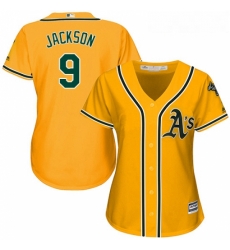 Womens Majestic Oakland Athletics 9 Reggie Jackson Replica Gold Alternate 2 Cool Base MLB Jersey Womens Majestic Oakland Athletics 9 Reggie Jackson Replica Gold Alternate 2 Cool Base MLB Jersey