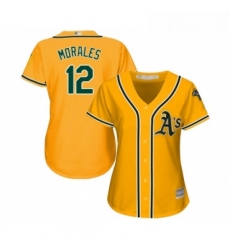 Womens Oakland Athletics 12 Kendrys Morales Replica Gold Alternate 2 Cool Base Baseball Jersey Womens Oakland Athletics 12 Kendrys Morales Replica Gold Alternate 2 Cool Base Baseball Jersey