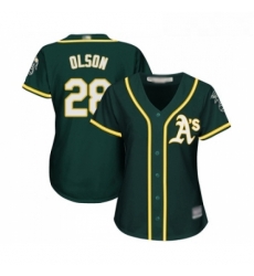 Womens Oakland Athletics 28 Matt Olson Replica Green Alternate 1 Cool Base Baseball Jersey Womens Oakland Athletics 28 Matt Olson Replica Green Alternate 1 Cool Base Baseball Jersey
