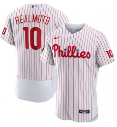 Men Philadelphia Phillies 10 J T Realmuto White 2022 World Series Flex Base Stitched Baseball Jersey Men Philadelphia Phillies 10 J T Realmuto White 2022 World Series Flex Base Stitched Baseball Jersey