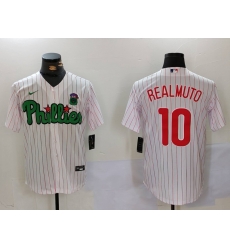 Men Philadelphia Phillies 10 J T Realmuto White Green Cool Base Stitched Jersey 1 Men Philadelphia Phillies 10 J T Realmuto White Green Cool Base Stitched Jersey 1