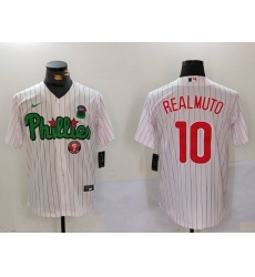 Men Philadelphia Phillies 10 J T Realmuto White Green Cool Base Stitched Jersey 6 Men Philadelphia Phillies 10 J T Realmuto White Green Cool Base Stitched Jersey 6