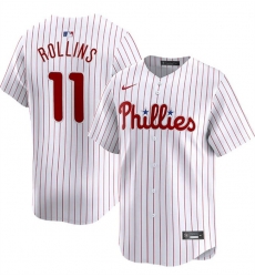 Men Philadelphia Phillies 11 Jimmy Rollins White Home Limited Stitched Jersey