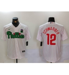Men Philadelphia Phillies 12 Kyle Schwarber White Green Cool Base Stitched Jersey 2 Men Philadelphia Phillies 12 Kyle Schwarber White Green Cool Base Stitched Jersey 2