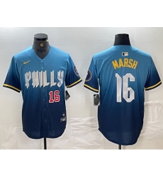 Men Philadelphia Phillies 16 Brandon Marsh Blue 2024 City Connect Limited Stitched Jersey 1 Men Philadelphia Phillies 16 Brandon Marsh Blue 2024 City Connect Limited Stitched Jersey 1