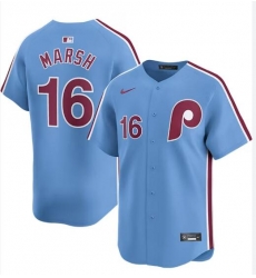 Men Philadelphia Phillies 16 Brandon Marsh Powder Blue Cool Base Stitched Baseball Jersey Men Philadelphia Phillies 16 Brandon Marsh Powder Blue Cool Base Stitched Baseball Jersey