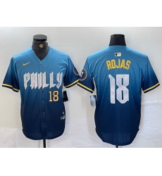 Men Philadelphia Phillies 18 Johan Rojas Blue 2024 City Connect Limited Stitched Jersey 2 Men Philadelphia Phillies 18 Johan Rojas Blue 2024 City Connect Limited Stitched Jersey 2