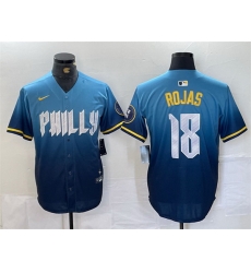 Men Philadelphia Phillies 18 Johan Rojas Blue 2024 City Connect Limited Stitched Jersey Men Philadelphia Phillies 18 Johan Rojas Blue 2024 City Connect Limited Stitched Jersey