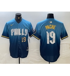 Men Philadelphia Phillies 19 Cristian Pache Blue 2024 City Connect Limited Stitched Jersey Men Philadelphia Phillies 19 Cristian Pache Blue 2024 City Connect Limited Stitched Jersey