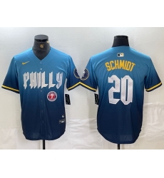 Men Philadelphia Phillies 20 Mike Schmidt Blue 2024 City Connect Limited Stitched Jersey 3 Men Philadelphia Phillies 20 Mike Schmidt Blue 2024 City Connect Limited Stitched Jersey 3