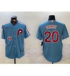 Men Philadelphia Phillies 20 Mike Schmidt Blue Cool Base Stitched Jersey 2 Men Philadelphia Phillies 20 Mike Schmidt Blue Cool Base Stitched Jersey 2
