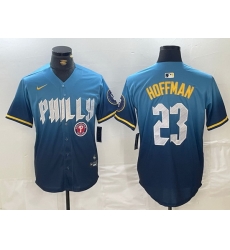 Men Philadelphia Phillies 23 Jeff Hoffman Blue 2024 City Connect Limited Stitched Jersey 1 Men Philadelphia Phillies 23 Jeff Hoffman Blue 2024 City Connect Limited Stitched Jersey 1