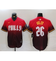 Men Philadelphia Phillies 26 Chase Utley Red 2024 City Connect Limited Stitched Jersey Men Philadelphia Phillies 26 Chase Utley Red 2024 City Connect Limited Stitched Jersey
