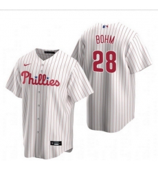 Men Philadelphia Phillies 28 Alec Bohm White Home stitch Jersey Men Philadelphia Phillies 28 Alec Bohm White Home stitch Jersey