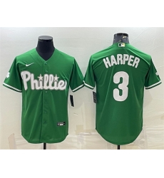 Men Philadelphia Phillies 3 Bryce Harper Green Cool Base Stitched Baseball Jersey Men Philadelphia Phillies 3 Bryce Harper Green Cool Base Stitched Baseball Jersey