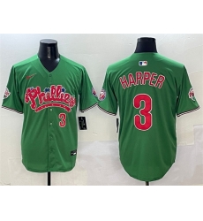 Men Philadelphia Phillies 3 Bryce Harper Green Phanatic Limited Stitched Jersey
