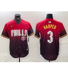 Men Philadelphia Phillies 3 Bryce Harper Red 2024 City Connect Limited Stitched Jersey 1 Men Philadelphia Phillies 3 Bryce Harper Red 2024 City Connect Limited Stitched Jersey 1