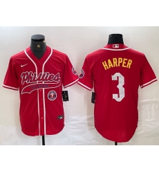 Men Philadelphia Phillies 3 Bryce Harper Red 2024 City Connect Stitched Jersey 3 Men Philadelphia Phillies 3 Bryce Harper Red 2024 City Connect Stitched Jersey 3
