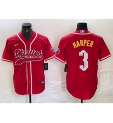 Men Philadelphia Phillies 3 Bryce Harper Red 2024 City Connect Stitched Jersey Men Philadelphia Phillies 3 Bryce Harper Red 2024 City Connect Stitched Jersey