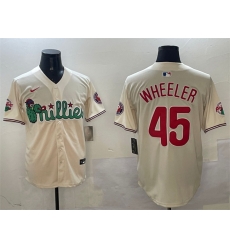 Men Philadelphia Phillies 45 Zack Wheeler Cream Phanatic Limited Stitched Jersey Men Philadelphia Phillies 45 Zack Wheeler Cream Phanatic Limited Stitched Jersey