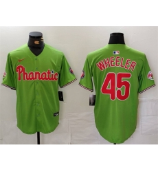 Men Philadelphia Phillies 45 Zack Wheeler Green With Patch Stitched Jersey Men Philadelphia Phillies 45 Zack Wheeler Green With Patch Stitched Jersey