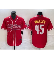 Men Philadelphia Phillies 45 Zack Wheeler Red 2024 City Connect Limited Stitched Baseball Jersey 3 Men Philadelphia Phillies 45 Zack Wheeler Red 2024 City Connect Limited Stitched Baseball Jersey 3
