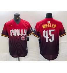 Men Philadelphia Phillies 45 Zack Wheeler Red 2024 City Connect Limited Stitched Jersey 2 Men Philadelphia Phillies 45 Zack Wheeler Red 2024 City Connect Limited Stitched Jersey 2