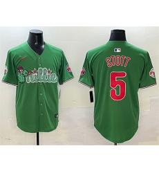 Men Philadelphia Phillies 5 Bryson Stott Green Phanatic Limited Stitched Jersey Men Philadelphia Phillies 5 Bryson Stott Green Phanatic Limited Stitched Jersey