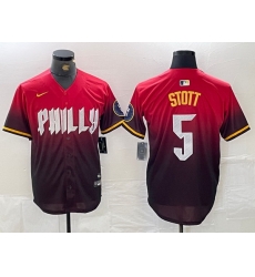 Men Philadelphia Phillies 5 Bryson Stott Red 2024 City Connect Limited Stitched Jersey 2 Men Philadelphia Phillies 5 Bryson Stott Red 2024 City Connect Limited Stitched Jersey 2