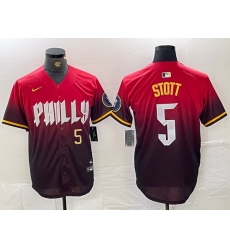 Men Philadelphia Phillies 5 Bryson Stott Red 2024 City Connect Limited Stitched Jersey 3 Men Philadelphia Phillies 5 Bryson Stott Red 2024 City Connect Limited Stitched Jersey 3