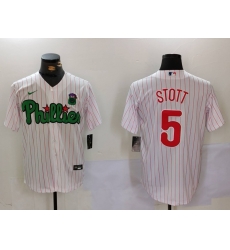 Men Philadelphia Phillies 5 Bryson Stott White Green Cool Base Stitched Jersey 8 Men Philadelphia Phillies 5 Bryson Stott White Green Cool Base Stitched Jersey 8