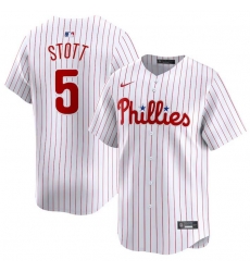 Men Philadelphia Phillies 5 Bryson Stott White Home Limited Stitched Jersey Men Philadelphia Phillies 5 Bryson Stott White Home Limited Stitched Jersey