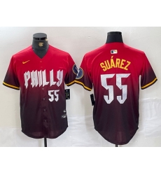 Men Philadelphia Phillies 55 Ranger Su E1rez Red 2024 City Connect Limited Stitched Jersey 3 Men Philadelphia Phillies 55 Ranger Su E1rez Red 2024 City Connect Limited Stitched Jersey 3
