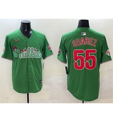 Men Philadelphia Phillies 55 Ranger Suarez Green Phanatic Limited Stitched Jersey Men Philadelphia Phillies 55 Ranger Suarez Green Phanatic Limited Stitched Jersey