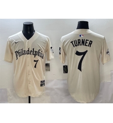 Men Philadelphia Phillies 7 Trea Turner Cream Gothic Vapor Limited Stitched Jersey Men Philadelphia Phillies 7 Trea Turner Cream Gothic Vapor Limited Stitched Jersey