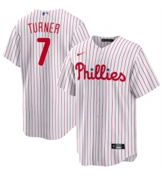 Men Philadelphia Phillies 7 Trea Turner White Cool Base Stitched Baseball Jersey Men Philadelphia Phillies 7 Trea Turner White Cool Base Stitched Baseball Jersey