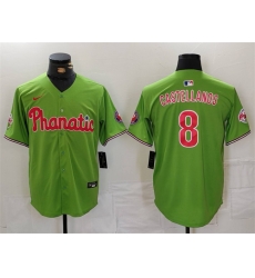Men Philadelphia Phillies 8 Nick Castellanos Green With Patch Stitched Jersey Men Philadelphia Phillies 8 Nick Castellanos Green With Patch Stitched Jersey