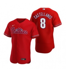 Men Philadelphia Phillies 8 Nick Castellanos Red Flex Base Stitched Baseball jersey Men Philadelphia Phillies 8 Nick Castellanos Red Flex Base Stitched Baseball jersey