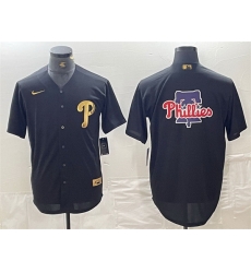 Men Philadelphia Phillies Black Team Big Logo Cool Base Stitched Baseball Jersey B71 Men Philadelphia Phillies Black Team Big Logo Cool Base Stitched Baseball Jersey B71