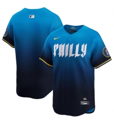 Men Philadelphia Phillies Blank Blue 2024 City Connect Limited Stitched Jersey Men Philadelphia Phillies Blank Blue 2024 City Connect Limited Stitched Jersey