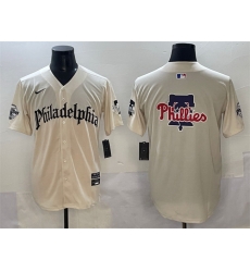 Men Philadelphia Phillies Team Big Logo Cream Gothic Vapor Limited Stitched Jersey Men Philadelphia Phillies Team Big Logo Cream Gothic Vapor Limited Stitched Jersey