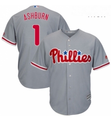 Mens Majestic Philadelphia Phillies 1 Richie Ashburn Replica Grey Road Cool Base MLB Jersey Mens Majestic Philadelphia Phillies 1 Richie Ashburn Replica Grey Road Cool Base MLB Jersey