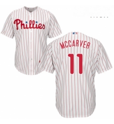 Mens Majestic Philadelphia Phillies 11 Tim McCarver Replica WhiteRed Strip Home Cool Base MLB Jersey Mens Majestic Philadelphia Phillies 11 Tim McCarver Replica WhiteRed Strip Home Cool Base MLB Jersey