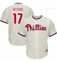 Mens Majestic Philadelphia Phillies 17 Rhys Hoskins Replica Cream Alternate Cool Base MLB Jersey Mens Majestic Philadelphia Phillies 17 Rhys Hoskins Replica Cream Alternate Cool Base MLB Jersey
