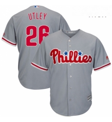 Mens Majestic Philadelphia Phillies 26 Chase Utley Replica Grey Road Cool Base MLB Jersey Mens Majestic Philadelphia Phillies 26 Chase Utley Replica Grey Road Cool Base MLB Jersey