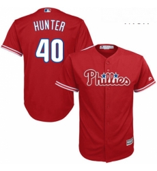 Mens Majestic Philadelphia Phillies 40 Tommy Hunter Replica Red Alternate Cool Base MLB Jersey Mens Majestic Philadelphia Phillies 40 Tommy Hunter Replica Red Alternate Cool Base MLB Jersey