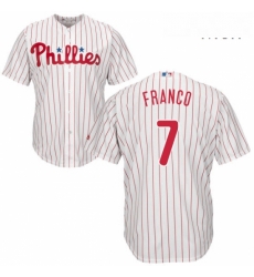 Mens Majestic Philadelphia Phillies 7 Maikel Franco Replica WhiteRed Strip Home Cool Base MLB Jersey Mens Majestic Philadelphia Phillies 7 Maikel Franco Replica WhiteRed Strip Home Cool Base MLB Jersey