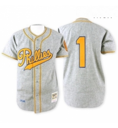 Mens Mitchell and Ness 1938 Philadelphia Phillies 1 Richie Ashburn Authentic Grey Throwback MLB Jersey Mens Mitchell and Ness 1938 Philadelphia Phillies 1 Richie Ashburn Authentic Grey Throwback MLB Jersey