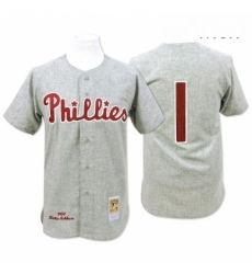 Mens Mitchell and Ness 1950 Philadelphia Phillies 1 Richie Ashburn Authentic Grey Throwback MLB Jersey Mens Mitchell and Ness 1950 Philadelphia Phillies 1 Richie Ashburn Authentic Grey Throwback MLB Jersey