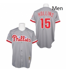 Mens Mitchell and Ness Philadelphia Phillies 15 Dave Hollins Replica Grey Throwback MLB Jersey Mens Mitchell and Ness Philadelphia Phillies 15 Dave Hollins Replica Grey Throwback MLB Jersey